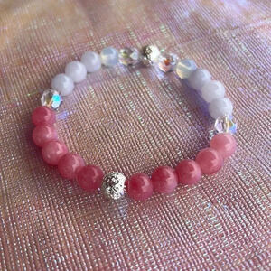 Handmade Pink Quartzite + Opalite Crystal Bracelet